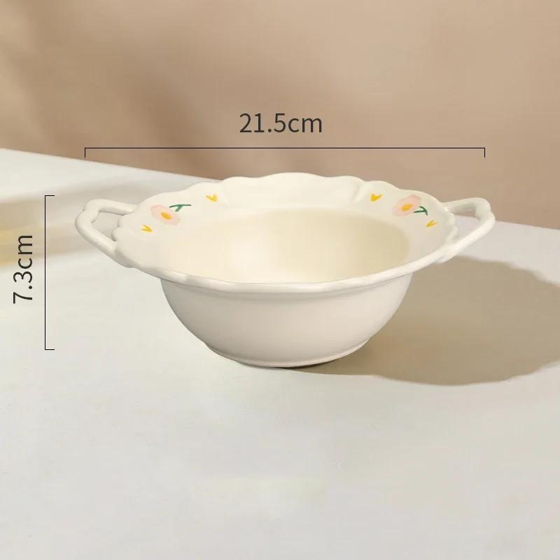 Ретро Цветочная Керамическая Тарелка Модная Креативная Вкусная Суповая Чаша Домашняя Послеобеденная Чашка Десерт Фруктовые Тарелки Изысканная Рыбная Тарелка