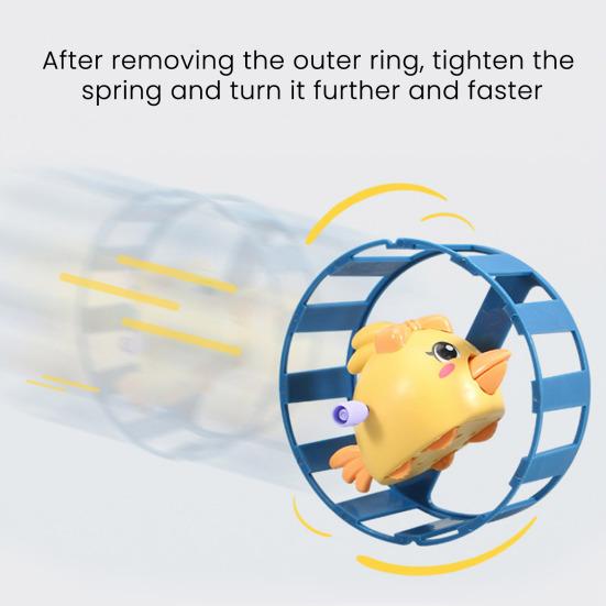 Wind-up Cartoon Chick Toy 360 Degrees Rolling Wheel Chick Toy Educational Toddlers Boys Girls Spring Clockwork Animal Spinner Wheel Toy