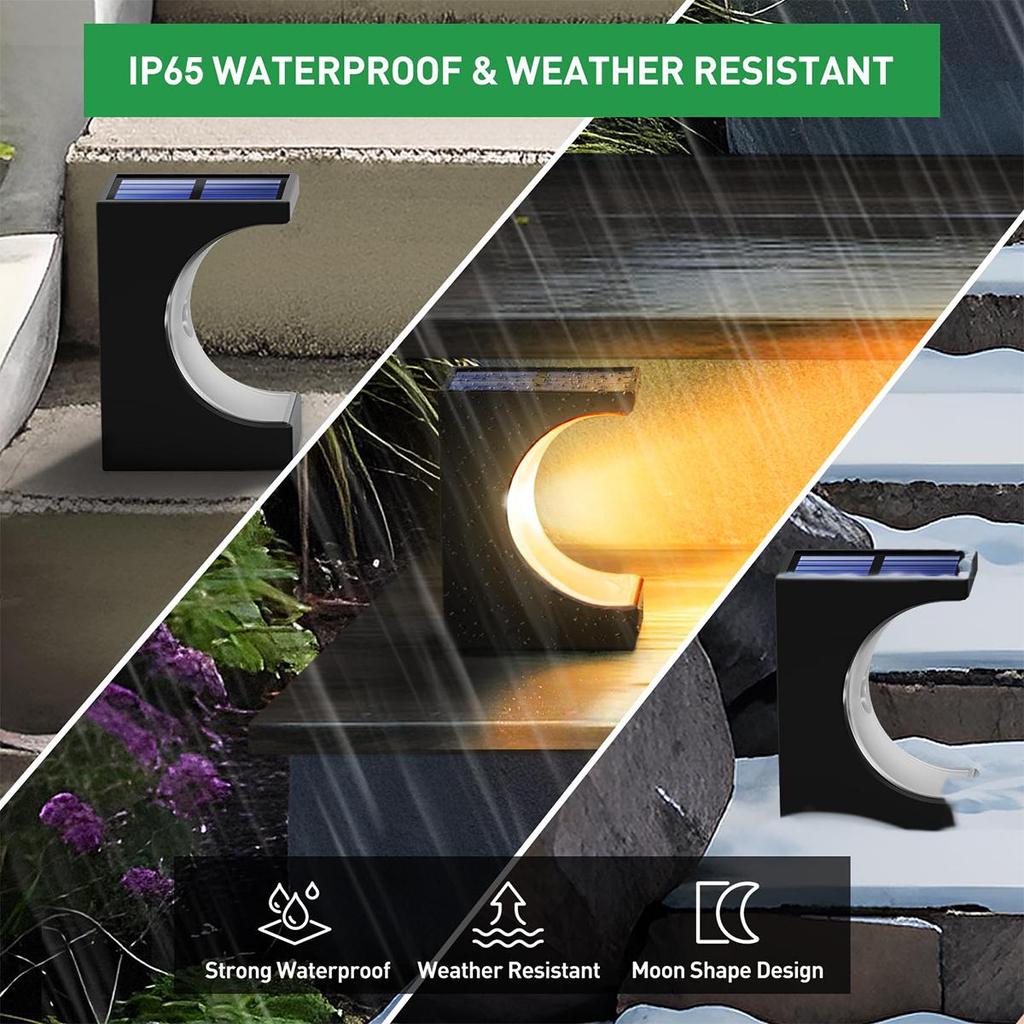 Solar Led Stair Light Outdoor Lamps Lights Powered Step Lamp Waterproof Garden Porch Shape Courtyards Decor Resistance For Patio