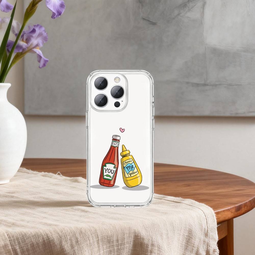 T-Томат K-Кетчуп M-Горчица ART Чехол для телефона для iPhone17p,16,15,14,13 Pro Max,us,Мягкий силиконовый прозрачный чехол