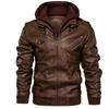 Men's PU Washed Leather Jacket Large Size Leather Jacket Hooded Fake Two-piece Jacket