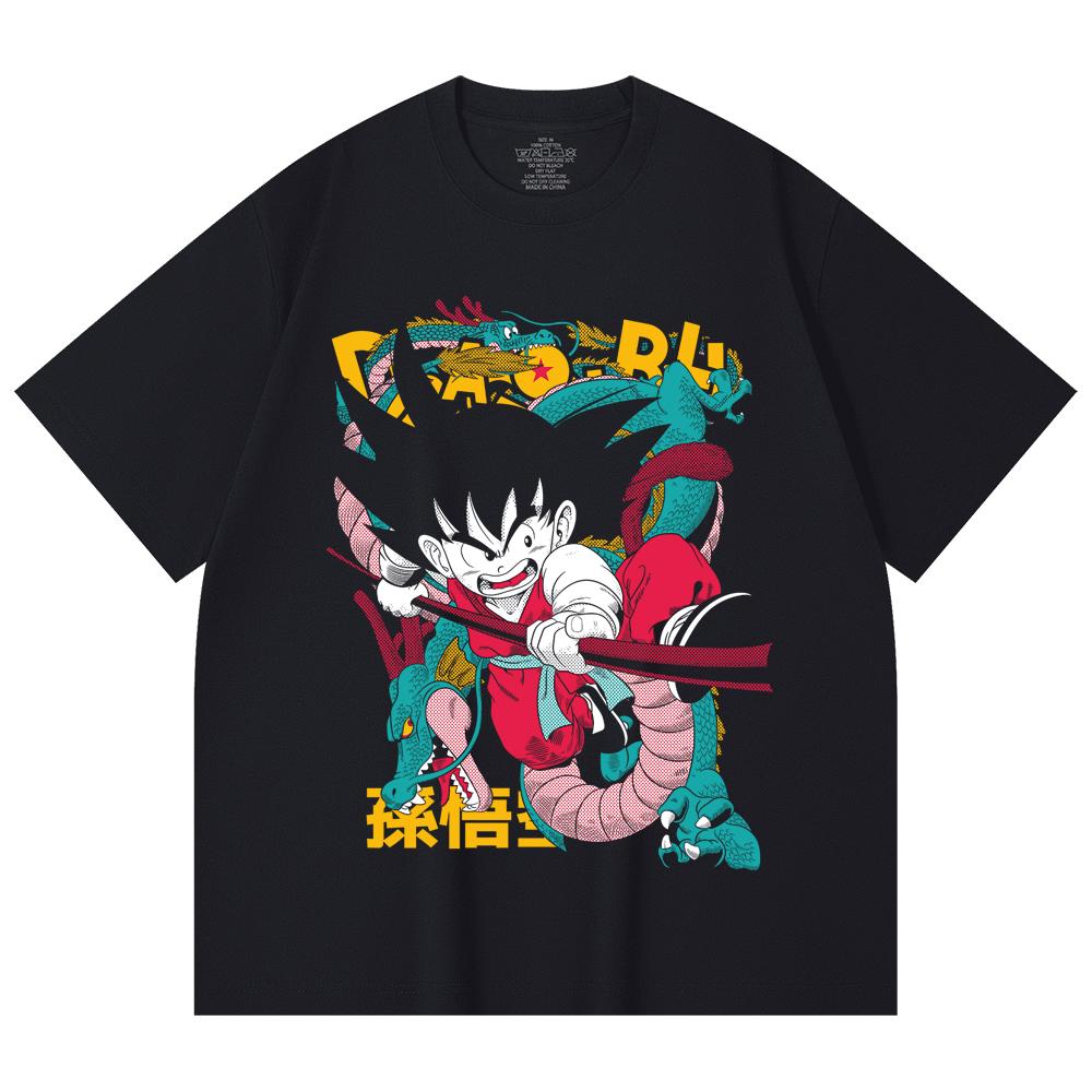 230 г/м² 100% хлопок Dragon Ball V35 Принт Goku Унисекс Тяжелая хлопковая футболка