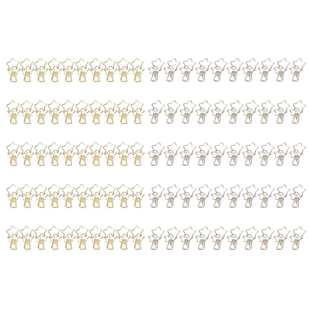 100 шт. милые зажимы в форме звезды из мультфильма золотисто-серебряные зажимы для бумаги для дома, школы, офиса, файлов