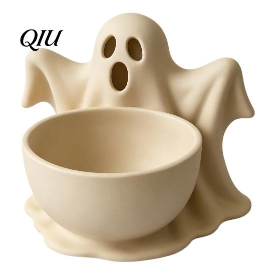 Ghost Snack Container 3D Printed Halloween Bowl, Trick or Treat Candy Theme Ornament Serving Decorative Storage Tray Dish, Party Supplies Versatile