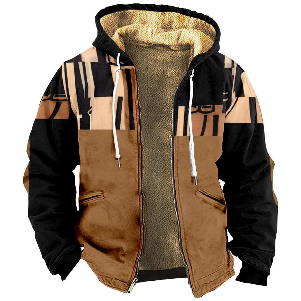 Мужской индивидуальный повседневный свитер на молнии с длинным рукавом и принтом, толстый хлопковый костюм, зимний костюм