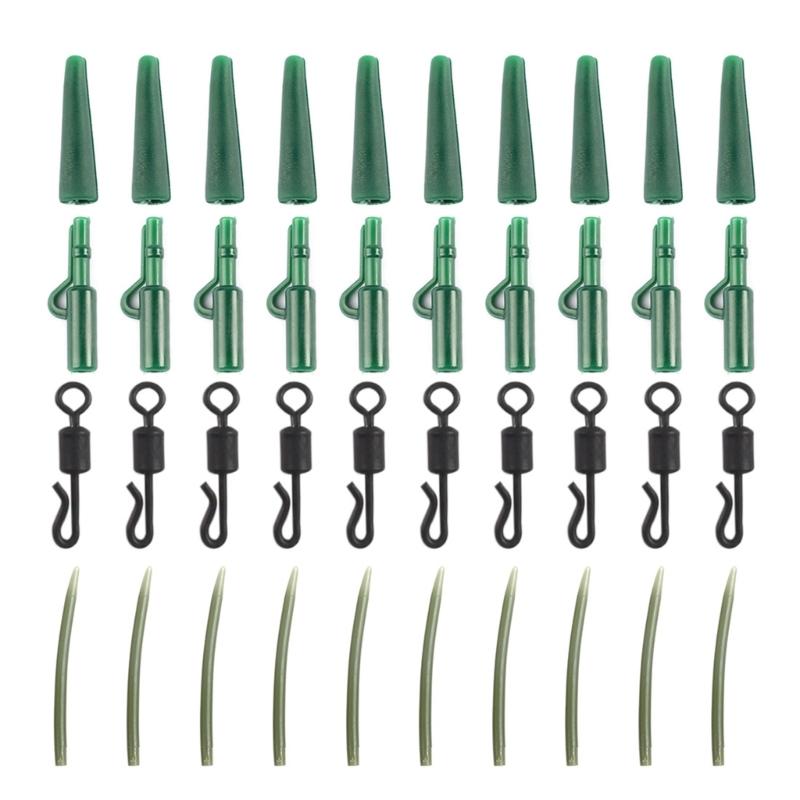 40 шт./Лот Рыболовные снасти Грузила Застежки Быстросменные вертлюги Хвосты Резиновые Противозапутыватели для оснасток Рыболовные снасти