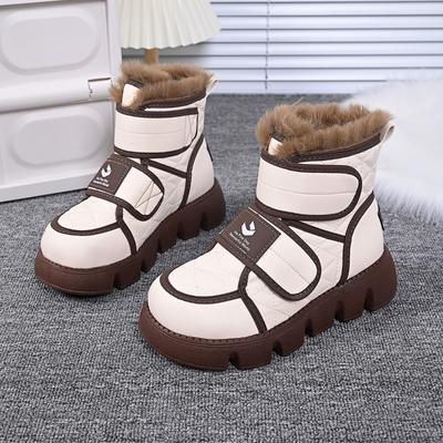 Женские модные ботинки на платформе для снега, зимние новые, с круглым носком, на толстой подошве, противоскользящие, износостойкие, короткие ботинки, теплая хлопковая обувь