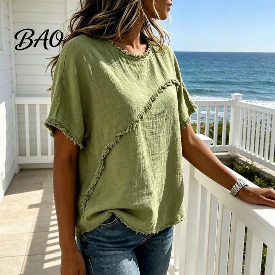 Soft Touch Women Tee T-shirt, Crew Neck Short Sleeve Shirt, Pure Color Fabric Summer Loose Fit Tops, Casual Tees T-shirt
