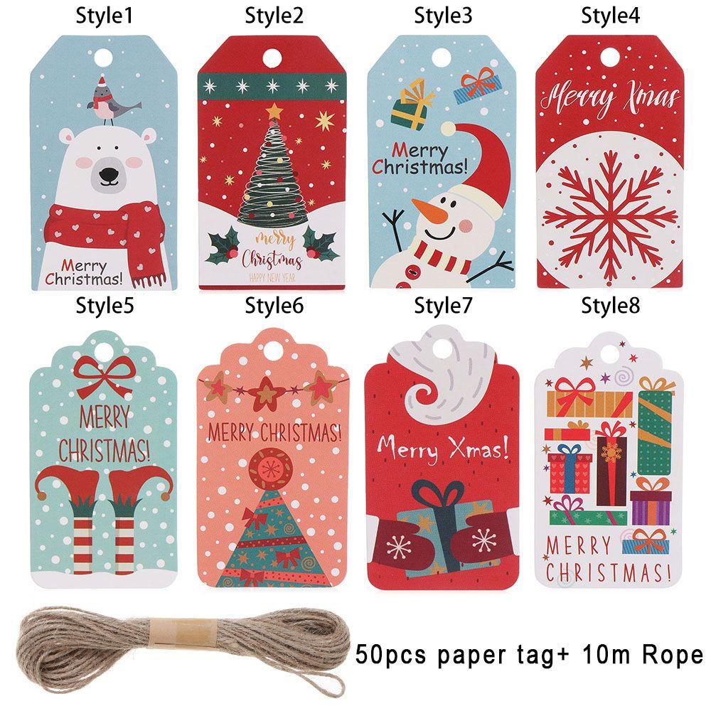 with Rope Santa Claus Gift Wrapping Christmas Paper Tags Xmas Decorations Gift Cards Hanging Label