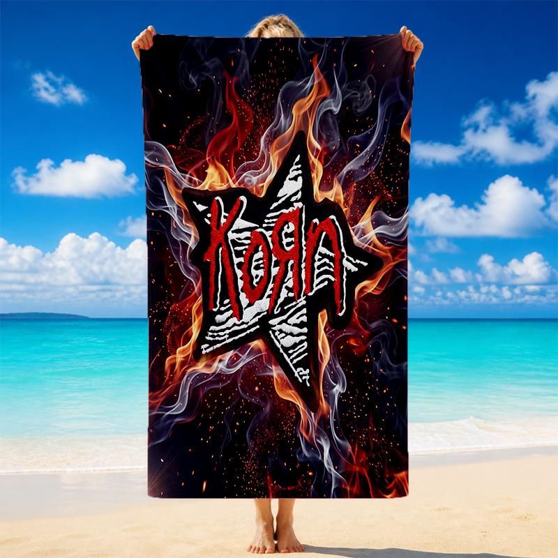 Korn Print Microfiber Beach Towel Sand?Resistant Lightweight Towel For Swimming Outdoor Travel Use