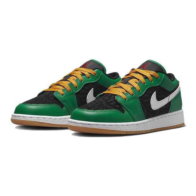 Кроссовки Air Jordan 1 Low SE GS Рождественские Детские Зеленый Малахит Черный DQ8421-300