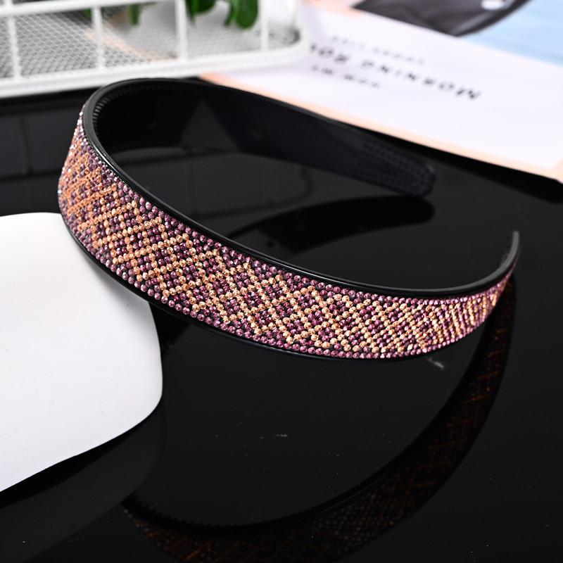 Korean-Style Wide Full-Strass Rhinestone Diamond-Inlaid Non-Slip Handmade Women's Gray-Hair Covering Hair Clip Headband Adult