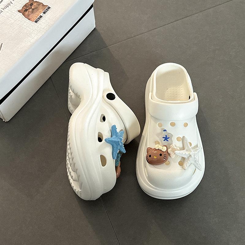 Тапочки женские модные универсальные повседневные милые летние новые пляжные туфли крутые тапочки обувь с отверстиями