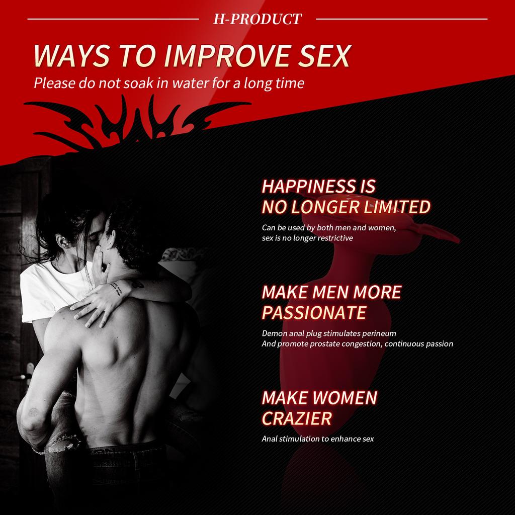 Luminous Devil Tail Silicone Electric Anal Plug LED Wireless Remote Control Vibrator Butt Plug Couple Penetration Adult Sex Toys