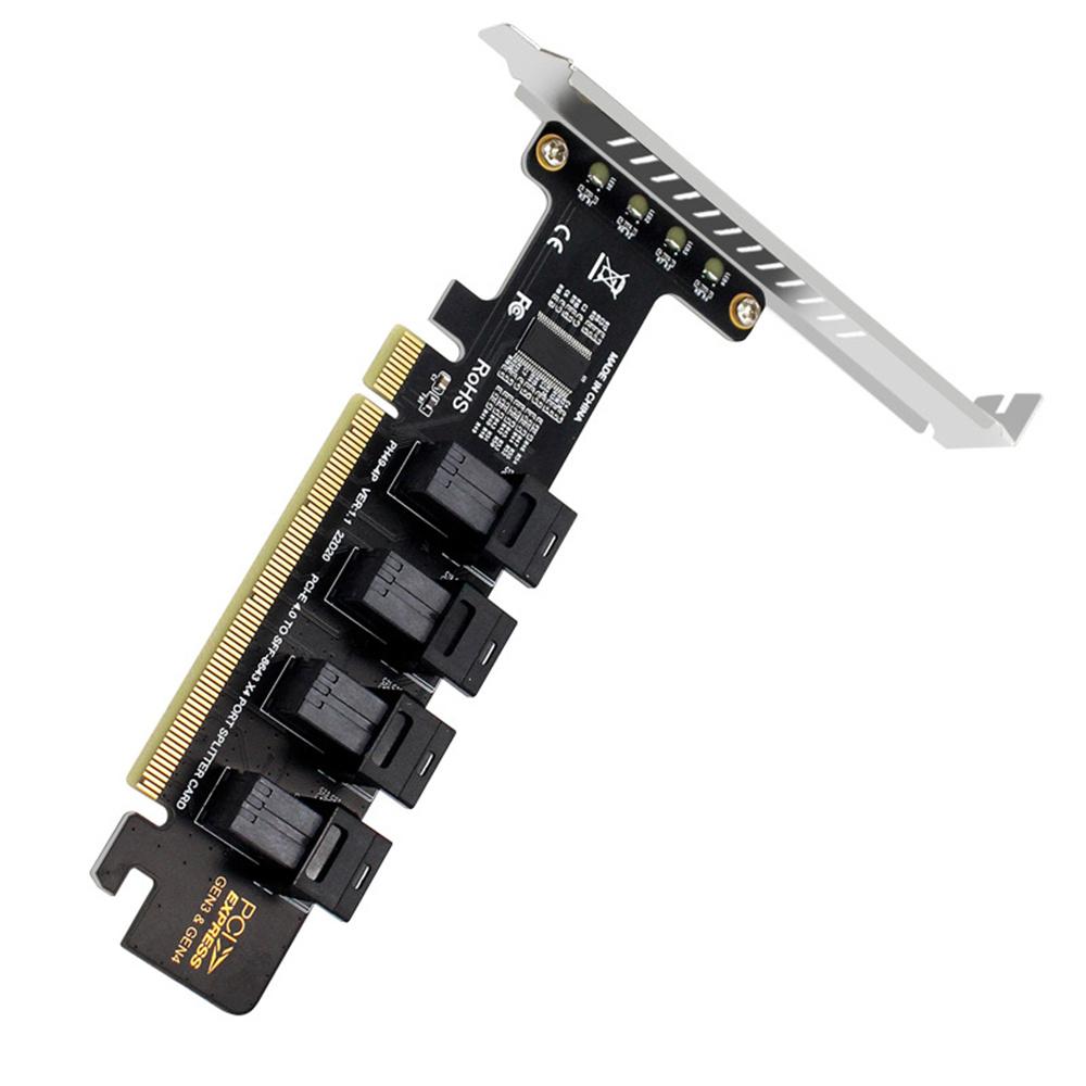 1 Piece PCIE 4.0 X16 To SFF-8643 U.2 NVME 4 Ports SSD Adapter Expansion Card New