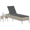 VidaXL Chaise longue avec table et coussin gris clair résine tressée, transat, lit de repos de jardin, meuble d'extérieur, 4002733