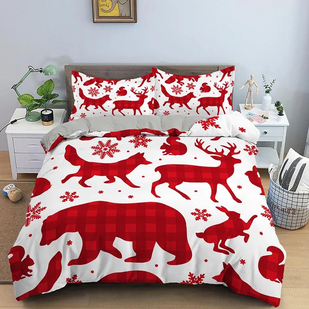 Рождественский декоративный комплект постельного белья, роскошный мягкий пододеяльник, комплект с 3D-рождественским принтом, пододеяльник, размер King Queen Twin, домашний текстиль