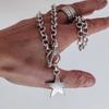 Personalized Punk Style Silver Color Chain Star Pendant OT Buckle Necklace, Women's Simple and Fashionable Jewelry Accessories