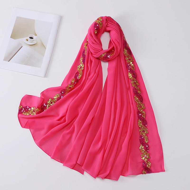 Шифоновый Хиджаб Шарф Тюрбан Для Мусульманских Женщин Модный Платок На Голову Шарфы Платки С Блестками Повязки На Голову Вуаль Исламская Повязка На Голову Рамадан Воале