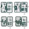 New Stainless Steel Nail Clipper Set Grooming Tool Set With Portable Case Manicure Art Tool Green Nails Cut