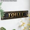 2D Flat 1pc Gothic Luxury Aluminum Toilet Sign "TOILET" with Ornate Gold Frame & Black Background 15.7x3.94 Inch, Vintage Victorian Metal Wall Plaque