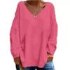 IHUASU Autumn Winter Women's Solid Color V-neck Long Sleeve Loose Casual Comfortable T-shirt Top