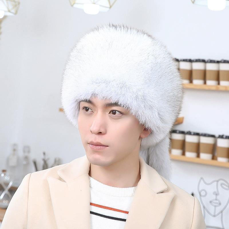 Шапка из лисьего меха Мужская Зимняя из енотового меха Монголия Северо-восток Большая Кожаная Шапка Теплый Мех Женская Кожаная Защита Ушей Шапка