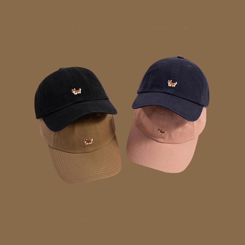 Hat Male Spring and Autumn Cute Puppy Corgi Embroidered Cap Couple Casual Versatile Shade Baseball Cap Female