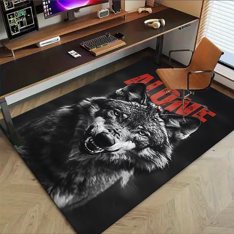 1pc wolf alone Carpet Anti Slip Polyester Floor Mat for office.Bedroom