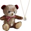 Sparkling Birth Month Birthstone Color Crystal Mini Angel Bear Necklace Gift [Petilou] Crystal, (April)