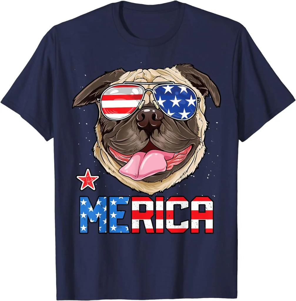 Мопс Америка 4 июля футболка Мужская Детская Мальчики Девочки Собака Щенок