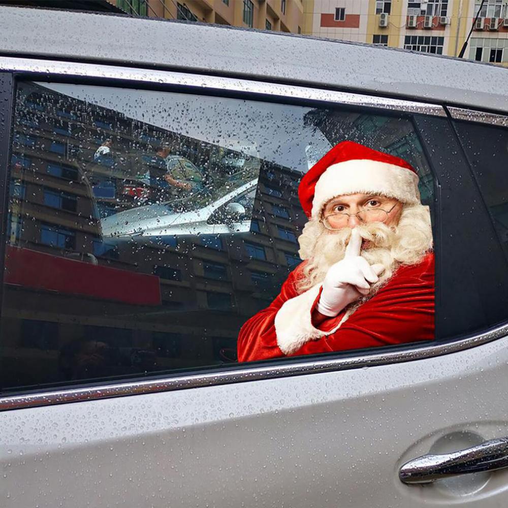 2PCS Santa Claus Christmas Funny PVC Decal Left&Right Car Side Window Sticker