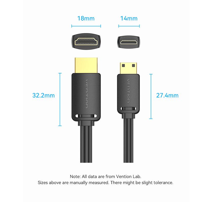 Кабель Vention Mini HDMI-HDMI 4K Mini HDMI Шнур «папа-папа» для камеры Sony GoPro, телефона, планшета, проектора HDTV 1 м, 1,5 м, 2 м, 3 м, кабель HDMI