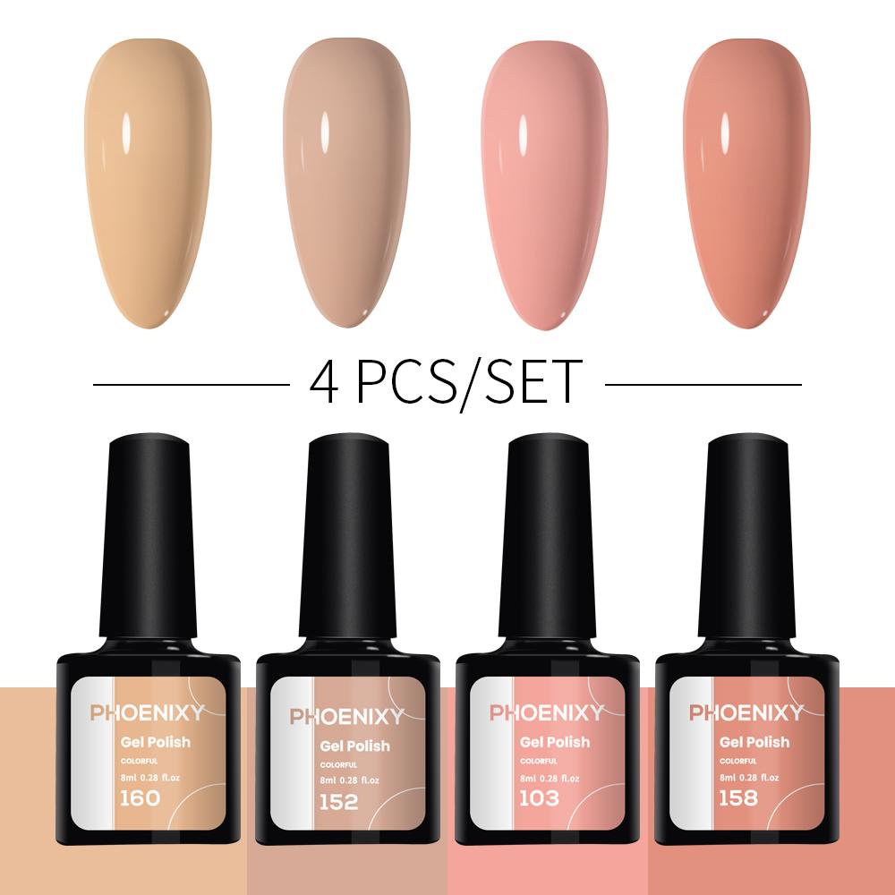 Набор лаков для ногтей PHOENIXY, 4/6/8/10 шт., гибридный полупостоянный светодиодный гель-лак для замачивания, все для маникюра, набор лаков для ногтей