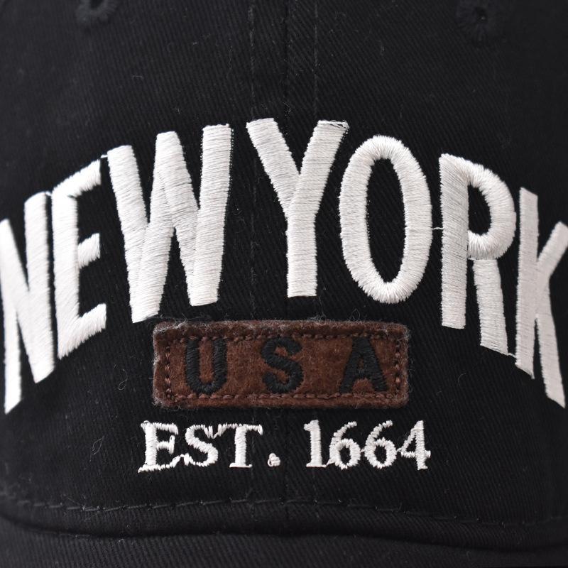 Cotton NEW YORK Large Letter Embroidered Baseball Cap for Men and Women Spring, Summer and Autumn Simple and Versatile Sunshade Cap