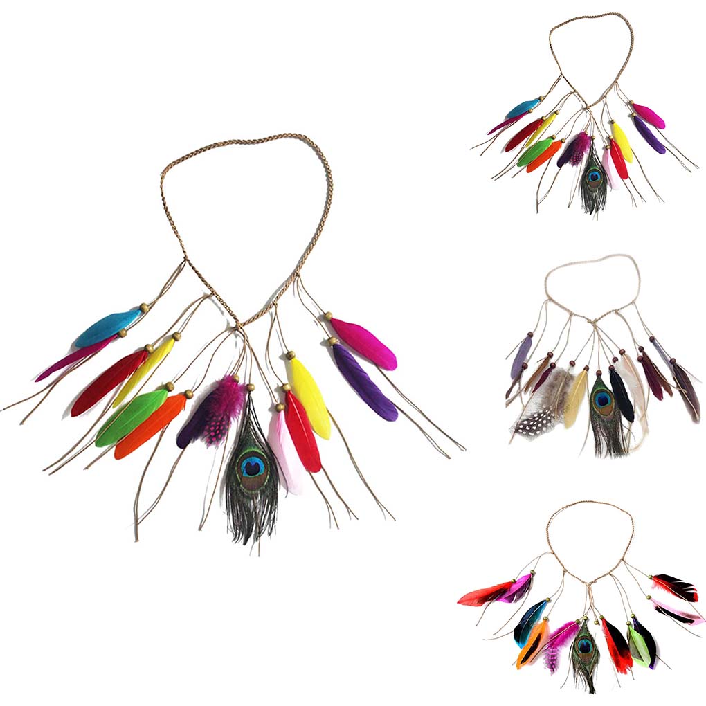 Индийская повязка на голову Богемная повязка для волос Фестивальный головной убор Бохо Хэллоуин Обруч для волос Косплей Головной убор