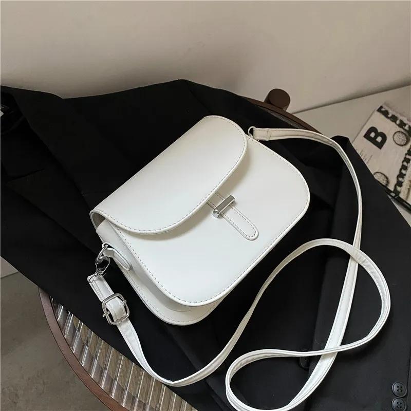 Fashion Women Crossbody Saddle Bag PU Leather Small Handbags Purses Retro Semicircle Designer Messenger Bags Female Clutch Tote