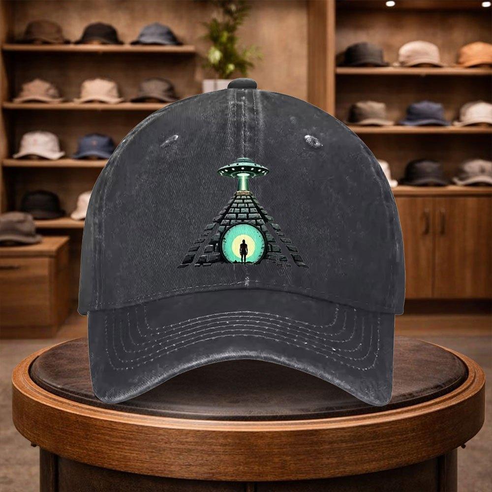 A UFO Printed Baseball Cap a Casual Duckbill Hat Stylish And Adjustable for Outdoor Use Suitable for Travel And Beach Vacatio