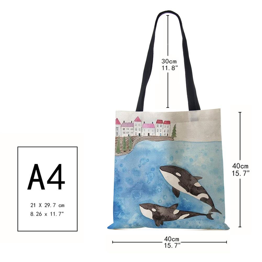 Свежая картина, милый кит, морская серия, сумка на плечо, женские сумки, дизайнерские сумки большой емкости