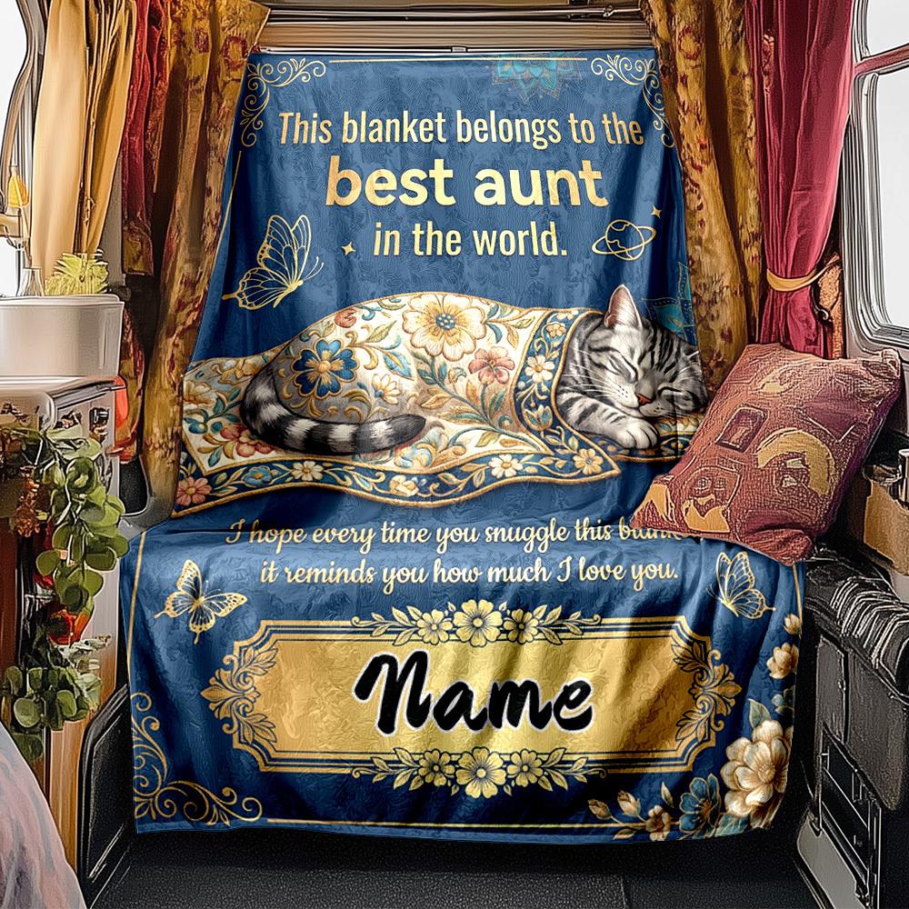 Best Aunt Blanket Love Blanket Personalized Name Soft Comfortable Stylish Blanket Car Blanket Perfect For Travel Camping Outdoor Home Suitable For All