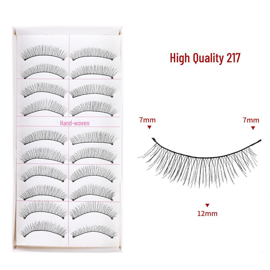 217 накладных ресниц ручной работы - 10 пар, натуральный стиль, перекрестный хлопковый стержень для сценического макияжа