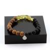 Bracelet - A Bijoux - Yellow Apatite - Black Onyx Beads - Wood - 19-20 Cm