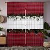 2 шт. HD Рождественская черная красная клетка зеленая ротанговая декоративная занавеска с красной завязкой цифровая печать занавеска украшение для дома стиль декор