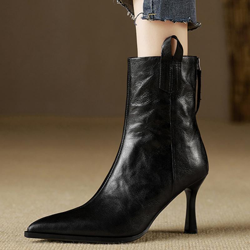 Дизайн Остроносые Женские Ботильоны Осень Зима Тонкие Каблуки Обувь Модные Короткие Ботильоны Zapatos De Mujer