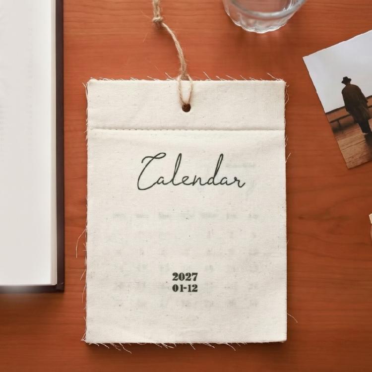 Monthly Hanging Wall Planner in Fabric with Clear Date Panel, Soft Calendar Display for Household Planning and Wall Style