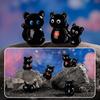 Милая мультяшная фигурка черной кошки из смолы, мини-фигурки животных, украшения для автомобиля, детская игрушка, поделки, подарок, настольное украшение для дома
