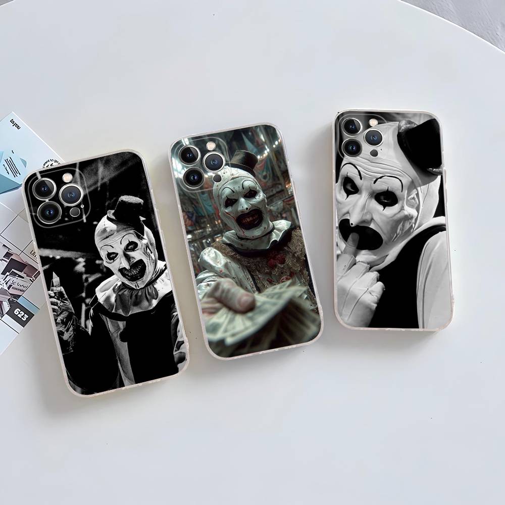 The-Clowns-horrors-T-Terrifier Transparent Back Phone Case For iPhone 17 16 15 13 12 11 14 Pro Max Mini Plus Silicone Bumper