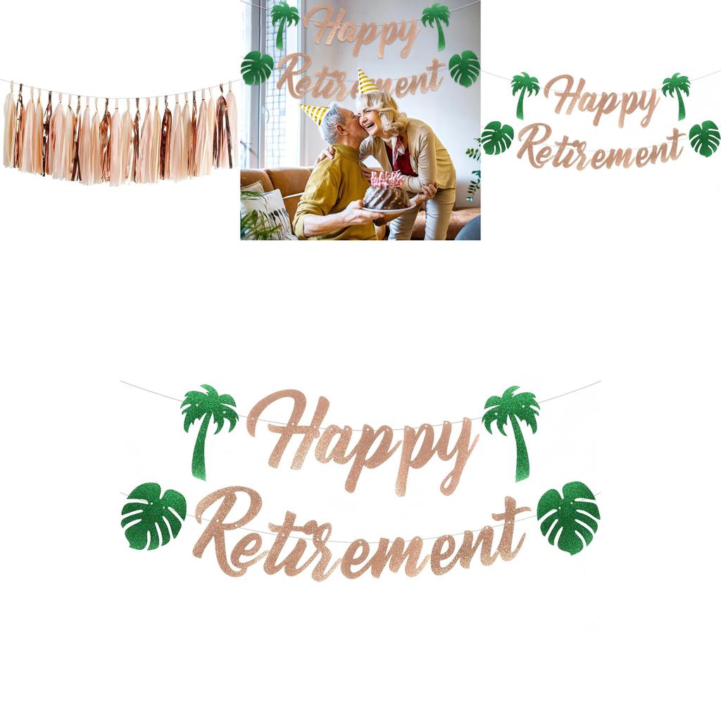 Retirement Theme Party Banner And Tassel With For Summer Event And Background Decor