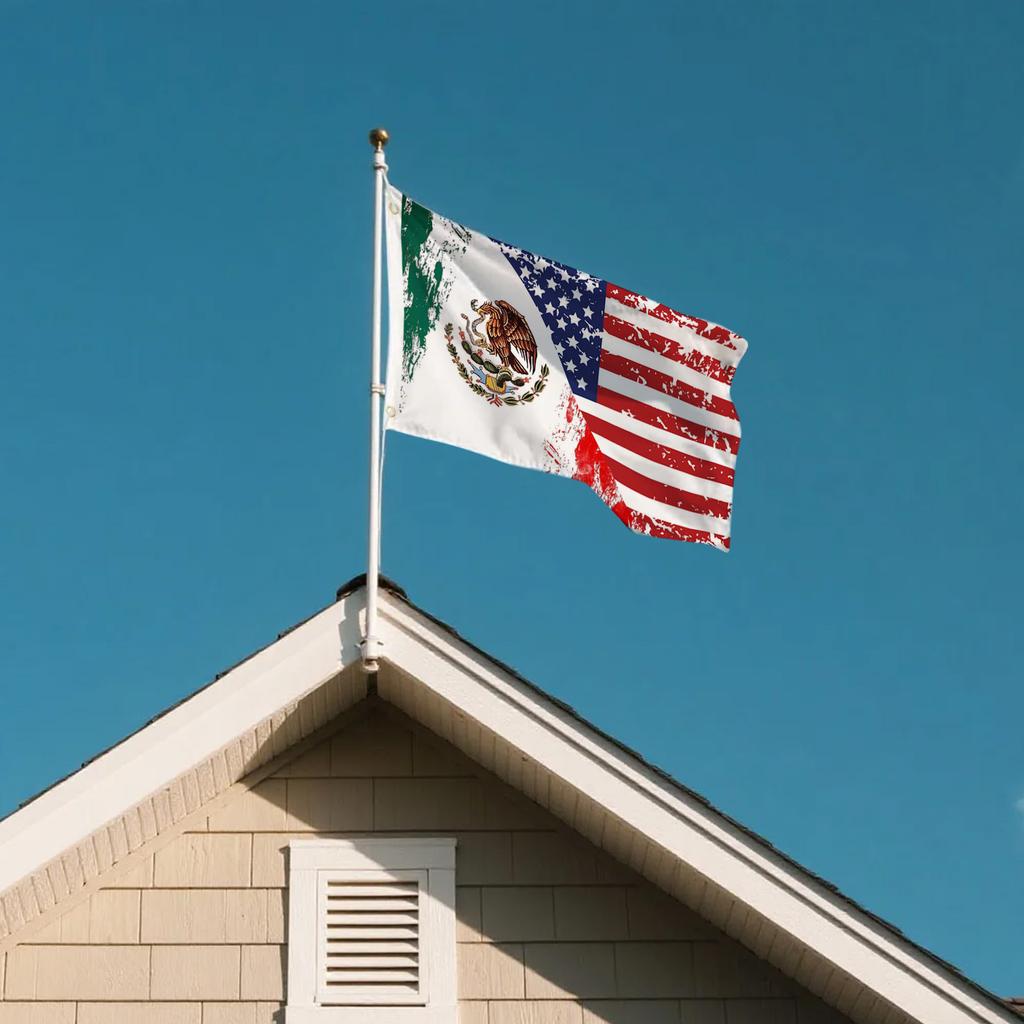 Флаг дружбы Америки и Мексики 3x5 футов - Не выцветающий - Холщовая полоса и двойная прострочка - Дружба навсегда флаг США и Мексики с латунными люверсами