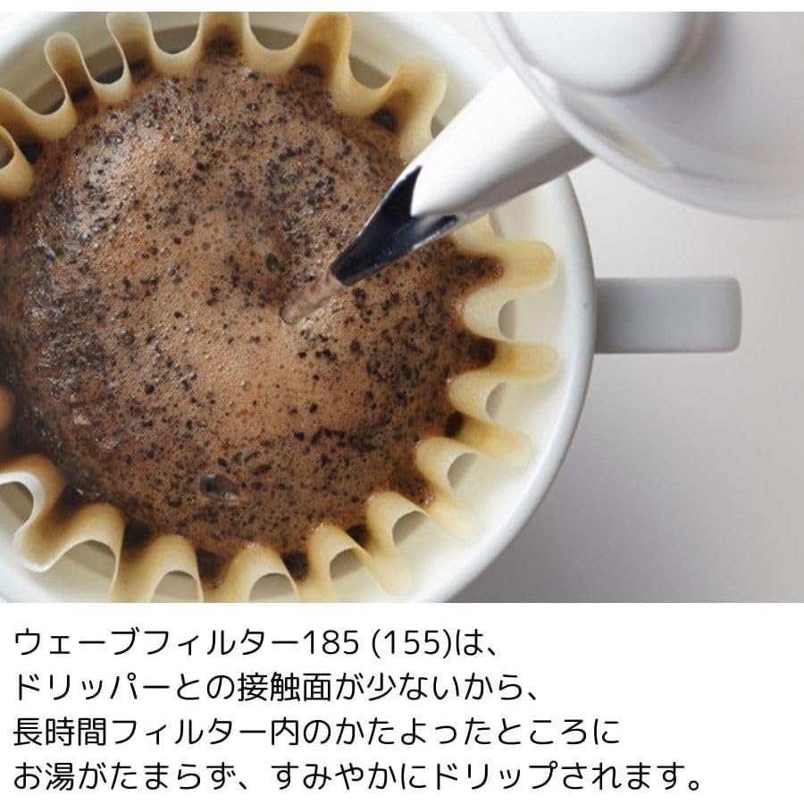 Kalita Wave Dripper Compatible Coffee Filters for 100 Filters per Pack Compatible with Origami Dripper KWF-155 (100P) 1-2 People, #22229, (1-2 People,